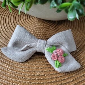 Hand Embroidered hair bow